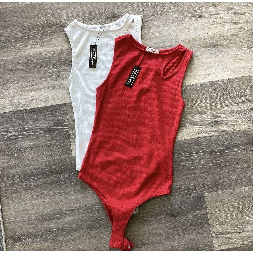 Lot of 5 Ladies Body Suits Ribbed Round Neck Active USA NWT Assorted Sizes
